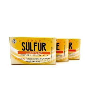 Sulfur & Salicylic Soap Acne Treatment (3 Pack) - Jab n de Azufre + cido Salic lico para Acn - Buy Online on GoSupps.com