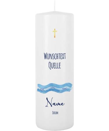 Striefchen Personalized Baptism Candle for Boys - Custom Name Date & Saying - 8x25 cm Sailing Ship Design | International Shipping - Buy Online on GoSupps.com