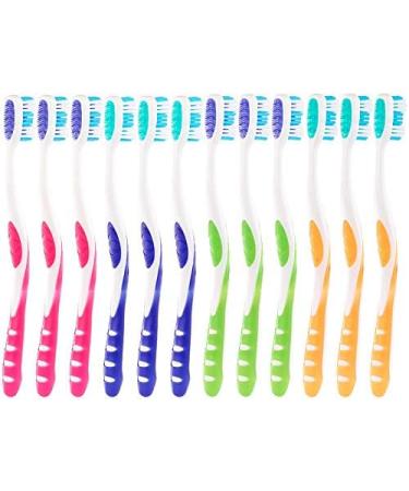 Newgen Medicals Toothbrush Large Pack - 12 Branded Toothbrushes with Tongue Cleaners Hard 4 Colors for Kids & Dental Care - Buy Online on GoSupps.com