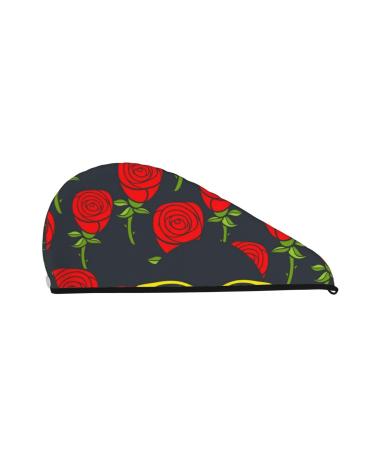 Black Head Woman with Rose Hair Microfiber Hair Towel Soft Super Absorbent Hair Towel Wrap for Women Coral Velvet Quick Dry Hair Cap for Long Curly and Thick Hair