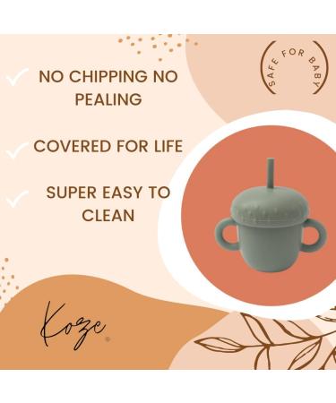 KOZE Toddler Baby Silicone Sippy Cup w Straw | Unbreakable 100% Silicone | BPA Free | Dishwasher Safe | 6 oz | for Babies 6+ Months | Includes Bonus Snack Top | Cream - Buy Online on GoSupps.com