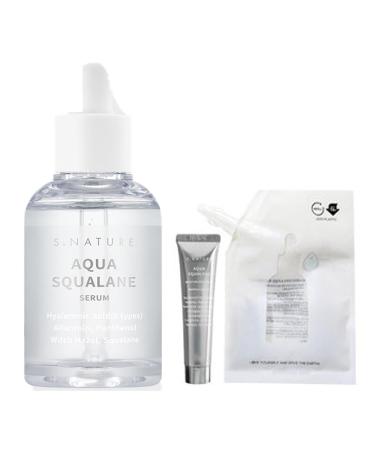 S Nature Aqua Squalane Serum 50ml S Nature Aqua Squalane Serum Refill 50ml S Nature Aqua Squalane Cream 10ml Korean Glass Skin Care 3.71 Fl Oz (Pack of 3) white