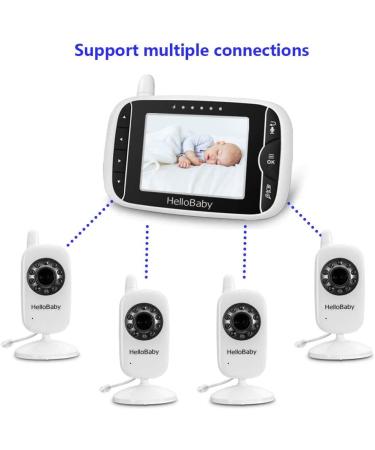 Video Baby Monitor with Camera and Audio - 3.2Inch LCD, Night Vision, Two-Way Audio, Room Temperature Monitoring, Lullaby, White - HB32 - Buy Online on GoSupps.com