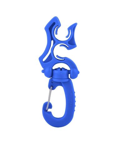 Tbest Scuba Diving Hose Holder Clip, Scuba Diving Double BCD Hose Holder Clip Regulator Retainer Buckle Hook Quick Release Lanyard for Dive Snorkeling Blue