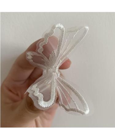12pcs Double Layer Organza Butterfly Lace Trim for DIY Crafts - White - Buy Online on GoSupps.com
