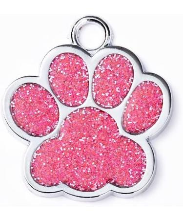 Personalised Cat Tags | Dog Tags for Pets Engraved UK | Pet ID Tags for Dogs & Cats | Glitter Paw Print Stainless Steel Cat Name Tag | Doggy Cat Kitten Kitty Puppy Tag | 4 Colours 25mm (Pink) - Buy Online on GoSupps.com