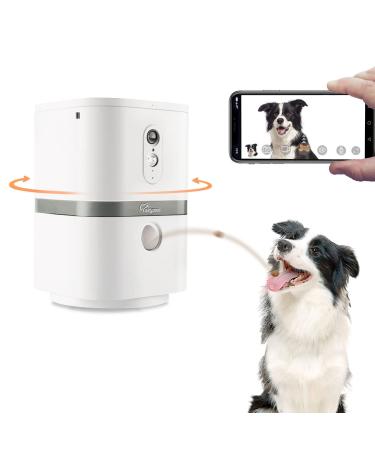 SKYMEE Petalk AI II Dog Camera Automatic Treat Dispenser, WiFi Full HD Pet Camera with 180 Pan Full-Room View,Night Vision,Two Way Audio for Dogs and Cats,Compatible with Alexa (2.4G WiFi Only)