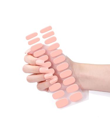 Buy Peachy Pink Gel Nail Strips | 22 Long-Lasting Self-Curing Nail Wraps | Easy Application with Prep Pads & Tools - Buy Online on GoSupps.com