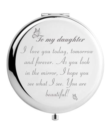 DIDADIC Daughter Gifts from Dad Mom for Birthday Valentines Day Mothers Day Graduation and Christmas  Engraved Makeup Mirror for Her