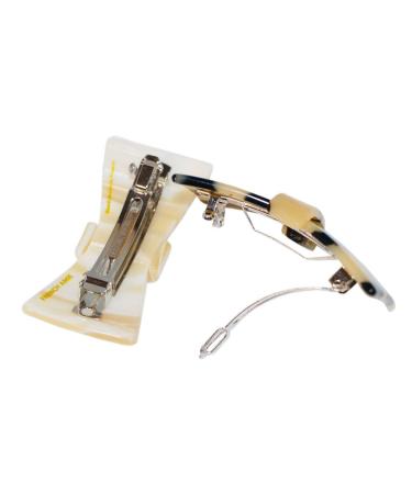 French Amie Classy Bow Cream Ivory & White Tokyo Handmade Celluloid Acetate Hair Clip Barrettes - Set of 2 - Buy Online on GoSupps.com