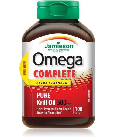 Jamieson Omega Complete Pure Krill Oil 500 mg Extra Strength - 100 Softgels packaging may vary 100 count (Pack of 1) - Buy Online on GoSupps.com