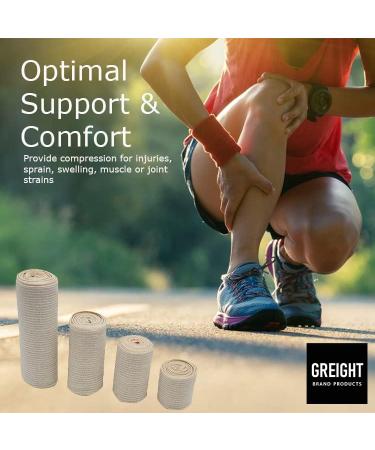 Premium Cotton Elastic Bandage Wrap - 4 Pack (Sizes 2 3 4 6) | Compression Wrap for Sprains & Injuries - International Shipping Available - Buy Online on GoSupps.com