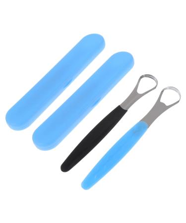 2 Sets Stainless Steel Scraper Oral Mouth Cleaning Tool Scraping Tool Scraper for Cleaning Mouth Scraping Plate Black Blue