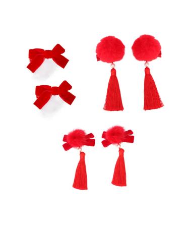 minkissy 3 Pairs new year hairpin girl hair accessories hair clip bow hair clips bowknot hair clip New Year Headdress red barrettes Stylish Hair Clips fabric