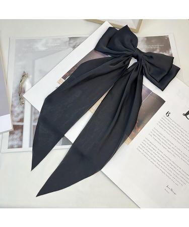 Zac's Alter Ego Very Large Satin Double Hair Bow with Tails Black