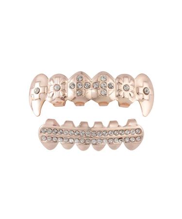 Hip Hop Teeth with Diamond Grillz Top Or Bottom Mouth Teeth Grills Fashion Removable Dental Grills Jewelry Gold Plated Gold Grillz Rose Gold