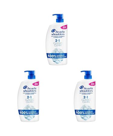 Head & Shoulders Classic Clean 2in1 Anti Dandruff Shampoo 1000ml. Up to 100% Flake Free Clinically Proven. For Any Hair and Scalp Type. For Daily use. Clean Feeling (Pack of 3) 1 l (Pack of 3)