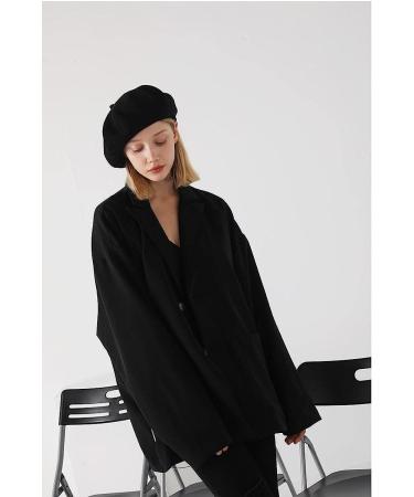 Women's French Wool Beret Hat - Classic Black Beanie Winter Cap - Buy Online on GoSupps.com