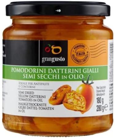  Italian Gourmet E.R. Grangusto Semi-Dried Yellow Datterini Tomatoes in Oil Yellow Tomatoes Semi-Dried in Oil Italian Tomato 280g Glass + Gourmet Tomato Pulp 400g Italian Box - Buy Online on GoSupps.com