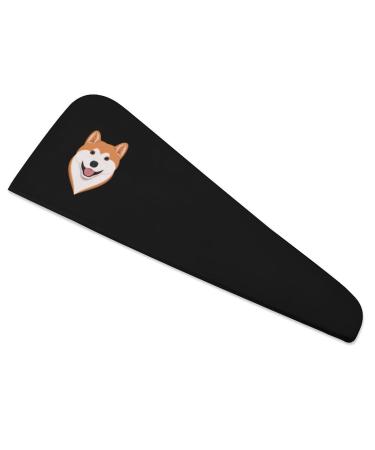 Cartoon Akita Dog Microfiber Hair Towel Wrap for Women 10 Inch X 26 Inch Super Absorbent Hair Turban with Button