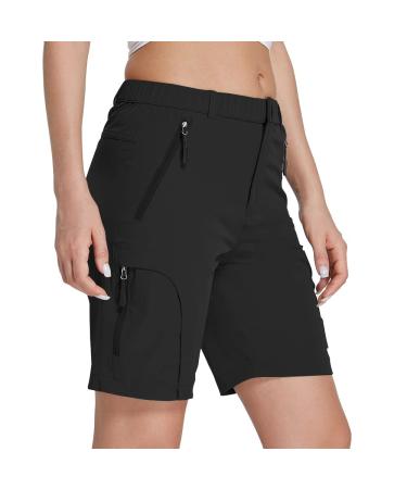 VAYAGER Women's Lightweight Hiking Cargo Shorts Quick Drying Travel Athletic Golf Summer Shorts with Zipper Pockets Black 3X-Large