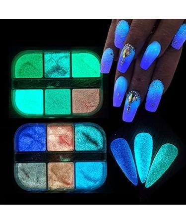 6 Grids Ultrafine Glitter Glow Luminous Nail Art Powder - Glow in The Dark - Buy Online on GoSupps.com