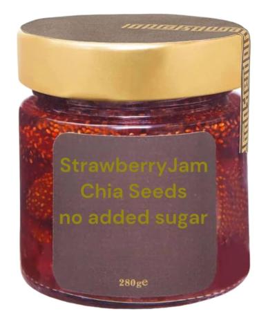 Gulluoglu Strawberry Jam with Chia Seeds (no added sugar) 280gr (Jar) daily fresh shipment from Gulluoglu Shop at the Spice Bazaar