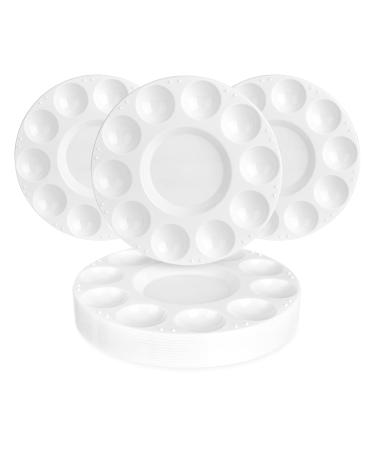 Amazon Basics Round Paint Tray Palettes, White, 15 PCS Round, 15 pcs
