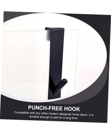 Mikikit 2pcs Bathroom Door Hook Black Wallet Keychain Over The Door Towel Hook Glass Door Hanger Clothing 17.8X4CM Black - Buy Online on GoSupps.com
