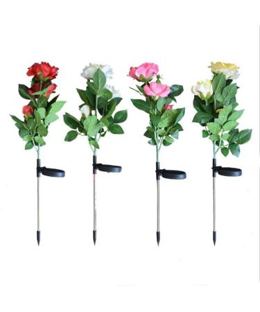 Solar Lawn Light 1 Pc 3 Heads Solar Rose Flower LED Outdoor Waterproof Light for Garden Yard Decoration 4color