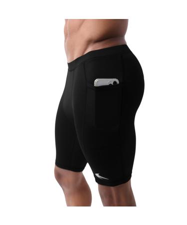 CompressionZ Compression Shorts Men with Pockets - Performance Sport Spandex Compression Underwear 8" Black Performance Shorts X-Large