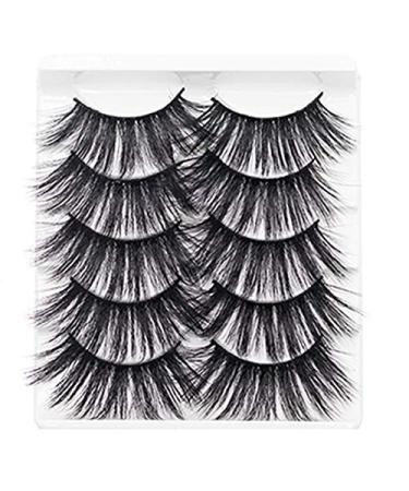 Lanlousy 5 Pairs 25mm Eyelashes Eyelashes Lashes Natural Dramatic Volume Eyelashes Extension False Eyelashes 5D95 Black 5D95