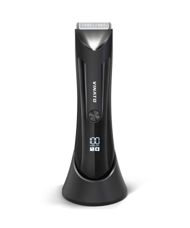 Electric Body Hair Trimmer Shaver - Wet Dry Groin Hair Trimmer for Men Women Balls Body Grooming Kit Replaceable Ceramic Blade Heads Privates Trimmers - 90 Min Battery Life Black