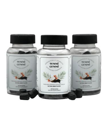Activated Organic Charcoal Gummies Charcoal Gummy for Kids and Adults Digestive Health Gas and Bloat Relief Detox Natural Berry Flavor 60 count