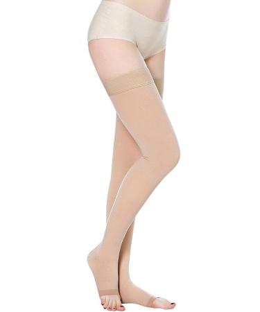 Compression Thigh High Socks 20-30 mmHg with Silicone Band - Nude, Large - Buy Online on GoSupps.com