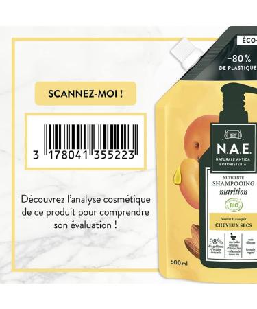 N.A.E. - Organic Liquid Nutrition Shampoo - Nourishes and Softens - Nutrient - Dry Hair - Certified Organic - Silicone Free - Vegan Formula - 98% Natural Ingredients - 500 ml Refill - Buy Online on GoSupps.com