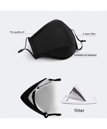 Washable 100% Cotton Face Masks with Filters | Set of 4 | Black Maroon Grey Blue | Reusable Ear Loop Covering for Mouth Protection - Buy Online on GoSupps.com
