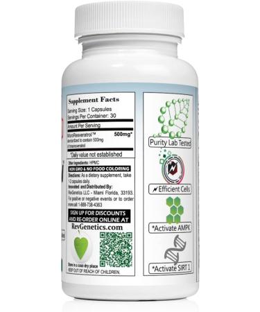 RevGenetics X500: Pure Resveratrol 500mg - Buy Trans-Resveratrol Capsules (30 Veggie Caps) for Anti-Aging & Wellness - International Shipping Available - Buy Online on GoSupps.com