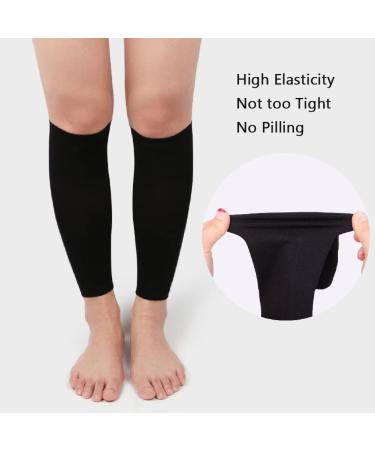 Angzhili Women's 2 Pairs Calf Compression Sleeves - X-Large Black+Skin | Footless Leg Socks for Running, Yoga, Fitness - Pain Relief - Buy Online on GoSupps.com