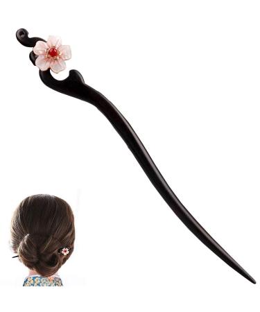 Women Girl's Hair Stick Wooden Handmade Hair Accessories Chinese Retro Hairpins Flower Decor Model B