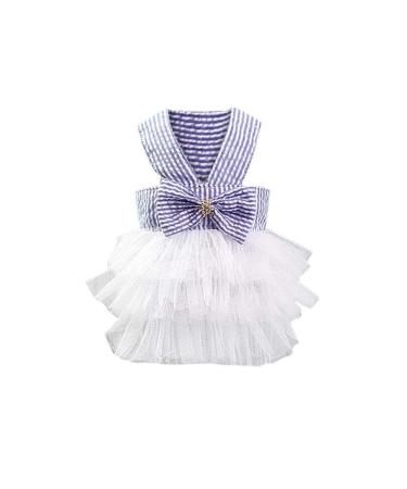 Doublehero dog bubble rock summer fashion stripes lace dog dress princess dresses dress for dogs cute sleeveless clothing vintage clothing cough dairy for solid halloween Christmas xs blue
