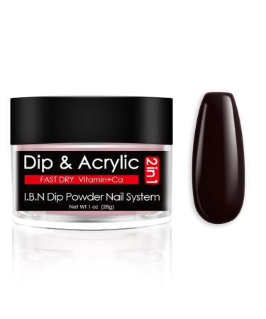 Nail Dip Powder Dark Red (Added Vitamin Calcium) Salon Quality Fine Dip Powder Nail Art Powder for DIY French Manicure At Home, Odor-Free, Long-Lasting, No Nail Lamp Needed (042)