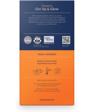 HotTea Mama Get Up & Glow Organic Fruit Tea | Vitamin Rich & Caffeine Free | 14 Biodegradable Pyramid Bags - Buy Online on GoSupps.com