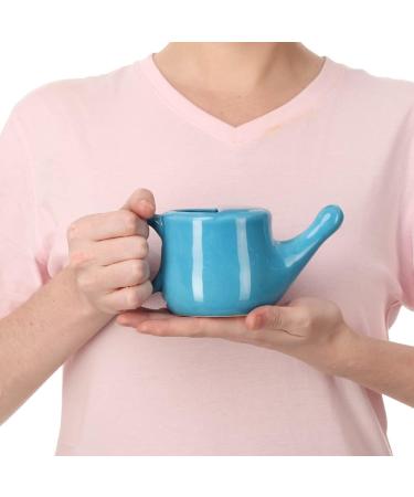 SoulGenie Flojar Ceramic Jala Neti Pot 250ml - Spill Proof, Lead-Free, Microwave & Dishwasher Safe (Blue) - Buy Online on GoSupps.com