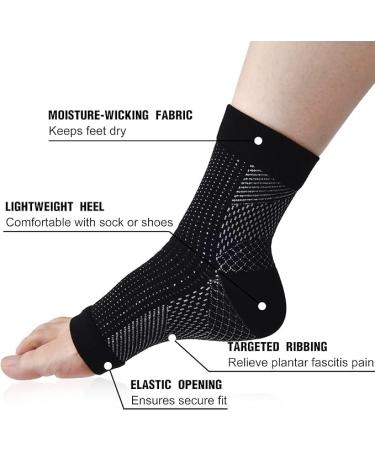 Compression Socks for Plantar Fasciitis | 4 Pairs Ankle Support & Heel Spur Bandage for Men & Women (Black Size 47-51) - Buy Online on GoSupps.com