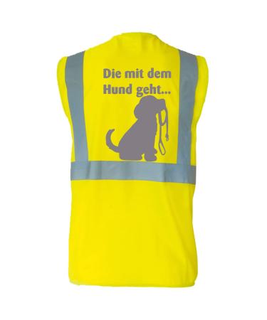 Safety vest for dog owners with funny motif: THE one who walks with the dog - Color: Yellow - Size: 7XL Yellow 7XL
