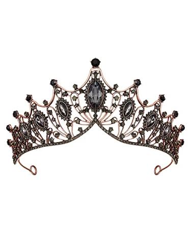 SWEETV Vintage Tiaras and Crowns for Women  Metal Queen Crown Crystal Birthday Quinceanera Pageant Prom Headpieces Black-N