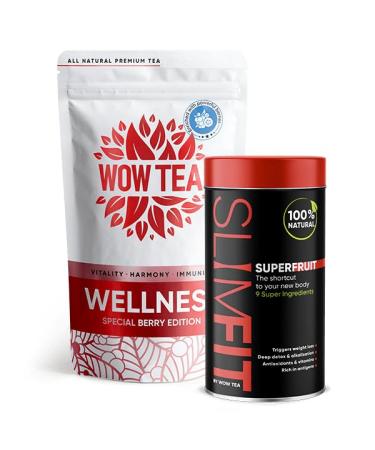 WOW TEA: Double Berry Slim Team 1 (One Size Berry Wellness Tea + SuperFruit) Berry Wellness Tea + SuperFruit One Size
