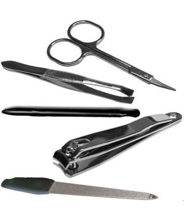 Black & Silver Metal Manicure Set (5 Pieces) - Durable Essential Grooming Kit for Neat & Tidy Nails - Buy Online on GoSupps.com