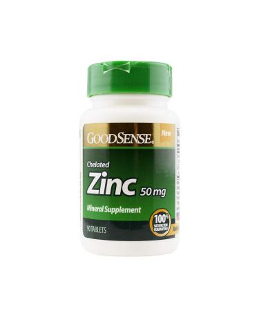 GoodSense Chelated Zinc 50 mg Mineral Supplement Tablets 90 Count